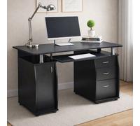 Wicklow Computer Desk With Cabinet And 3 Drawers - Black