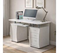 Wicklow Computer Desk With Cabinet And 3 Drawers - White