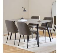 Wicklow Dining Set - 4 Seater - 140cm - Grey Ceramic - with 4 Brooke Taupe Fabric Dining Chairs