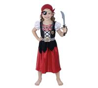 Wiclin Girls Pirate Costume,Buccaneer Princess Dress With Accessories,Pirate Fancy Dress for Kids 7-8 years