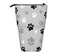 WICRON Telescopic Pencil Case,Animal Paw Prints Print Stand Pencil Holder with Zipper Makeup Bag Pencil Pouch Pen Bag