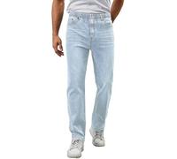 WICUSION Mens Elastic Waist Jeans Relaxed Fit Stretch Denim Pants Straight Leg Jean with Zipper, Sky Blue, Large