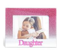 Widdle Celebrations Glass 5'x3.5' Photo Frame with Glitter and Mirror Letters - Daughter