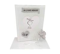 Widdle Celebrations Glass Memorial Photo Frame with Silver Glitter Flower - In Loving Memory Wife 5379