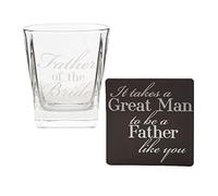 Widdle Celebrations Whisky Glass & Coaster Set - Wedding Day Boxed Thank You Gift - Father of the Bride 7299