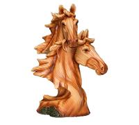 Widdle Celebrations Wood Effect Resin Statue Ornament Figurine by Naturecraft - Two Horse Heads 18cm