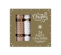 Widdle Gifts 24 Pack Christmas Party Crackers 23cm - White/Gold Stars 5000