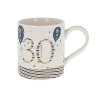 Widdle Gifts 30th Birthday Mug Blue and Gold Balloon Image