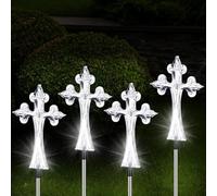 Widdle Gifts 4 Piece Solar Cross for Cemetery Grave Grave Crosses for Cemetery Memorial Stake Solar Lights Waterproof Outdoor Garden Stake Cross for Graveyard Decorations, 16 Inches Long