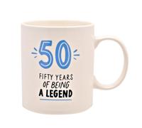 Widdle Gifts 50th Birthday Mug Blue Number with Wording Keepsake Coffee Mug Tea Mug, Come in Matching Box 7381