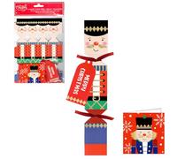 Widdle Gifts 6 Pack Make Your Own Treat Christmas Cracker Kit and Cards - 21cm Crackers (Nutcracker 0249)