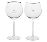 Widdle Gifts Anniversary Gin Glass Set Gold Ridge Glasses with Silver Wording (25th Silver Anniversary 7725)
