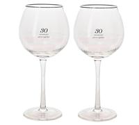 Widdle Gifts Anniversary Gin Glass Set Gold Ridge Glasses with Silver Wording (30th Pearl Anniversary 7732)