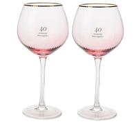 Widdle Gifts Anniversary Gin Glass Set Gold Ridge Glasses with Silver Wording (40th Ruby Anniversary 7749)