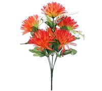Widdle Gifts Artificial Silk Chrysanthemum Flowers for Wedding Valentines Memorial Graveside - Orange