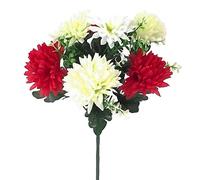 Widdle Gifts Artificial Silk Chrysanthemum Mix Flowers for Wedding Valentines Memorial Graveside - Red/Cream