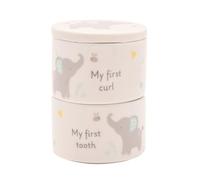 Widdle Gifts Baby First Tooth/Curl Trinket Boxes Stackable Ceramic Pots Elephant - Blue for Boys - 4799