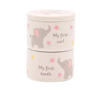 Widdle Gifts Baby First Tooth/Curl Trinket Boxes Stackable Ceramic Pots Elephant - Pink for Girls - 4805