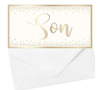 Widdle Gifts Birthday Money Wallet & Envelope - Cream/Gold - Son 4781