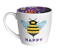 Widdle Gifts Boxed Porcelain Mug Beautifully Patterned Inside and Out, Suitable for Birthday, Christmas, Mother's Day, Father's Day (Bee Happy - 5210)
