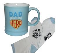 Widdle Gifts Ceramic Dad My Hero Mug and Socks Gift Set, Father's Day, Birthday or Christmas | Ceramic Coffee Mug for Home or Work | Tea Cup