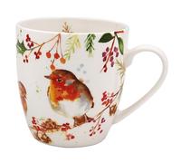 Widdle Gifts Christmas Breakfast Mug/Cup Fine China Tableware - Tea/Coffee Mug in Matching Gift Box - Winter Robin 3710