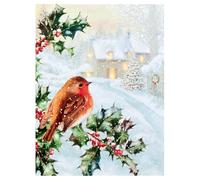 Widdle Gifts Christmas LED Canvas Picture Light Up Decoration 30cm x 40cm - Christmas Robin Scenes (Robin with Holly 6279)
