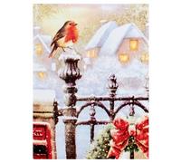 Widdle Gifts Christmas LED Canvas Picture Light Up Decoration 30cm x 40cm - Christmas Robin Scenes (Robin on Fence 5607)