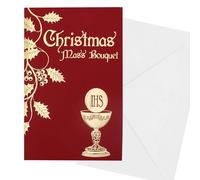 Widdle Gifts Christmas Mass Bouquet and Envelope With Sympathy and Colourful The Holy Family on Inside Cover with the Carol Silent Night 3406