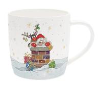 Widdle Gifts Christmas Mug, Stylish Mug Barrel Coffee Mug, Large Mug for Hot Drinks, Tea Cup, in Matching Gift Box, by Bug Art (Santa on The Roof 1372)