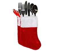 Widdle Gifts Christmas Stocking Cutlery Holders 2 Pack Red Velour Tableware Christmas Table