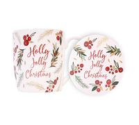 Widdle Gifts Christmas Tableware Mug and Coaster Set - Holly Jolly Christmas 4850