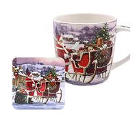 Widdle Gifts Christmas Tableware Mug and Coaster Set - Santa Sleigh Design 6393