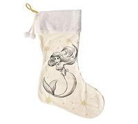 Widdle Gifts Christmas Velvet Disney Stocking - White Fur Trim/Pom Pom Ties - Ariel 8869