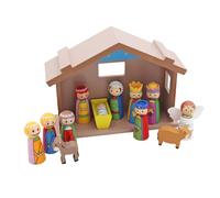 Widdle Gifts Christmas Wooden Nativity Brightly Coloured Children's Set 12 pcs With Stable 2914