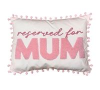 Widdle Gifts Cushion 40cm x 30cm Reserved for Mum Pink and White with Removable Cushion Cover - Mother's Day, Christmas or Birthday