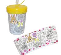 Widdle Gifts Easter Arts and Crafts Children Activities - Colour Your own Re-Useable Cup with Straw Age 6+