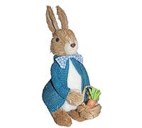 Widdle Gifts Easter Bunny in Blue Jacket with Carrot Basket Standing Art Deco Decoration Room Ornament