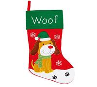 Widdle Gifts Felt Christmas Stocking for Pets 45cm Green and Red Pet Stocking (Dog 7608)