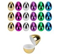 Widdle Gifts Fillable Easter Eggs 18 Pack 4.5cm Reusable Plastic Metallic Look Easter Egg Hunt 2325