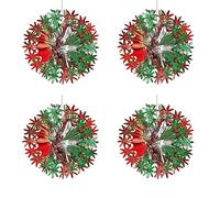 Widdle Gifts Foil Ceiling Decorations Green/Red Christmas 2 Tone - Set 4 30cm Balls Christmas Decorations