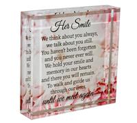 Widdle Gifts Glass Memorial Block Paperweight with Wording Memorial Plaque - Her Smile