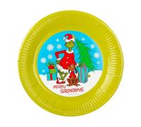 Widdle Gifts Grinch Christmas 6 Pack 23cm Plates Disposable Party Tableware, Waxed Paper Partyware (Green 0302)