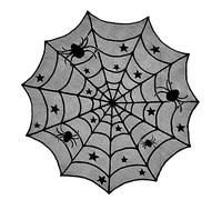 Widdle Gifts Halloween 100cm Spider Web Lace Tablecloth Black Round Topper Party Decoration 8636