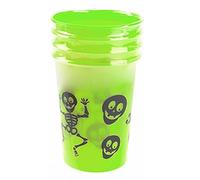 Widdle Gifts Halloween Reusable Plastic Cup Skeleton Design 10cm Set of 4 - Green
