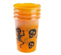 Widdle Gifts Halloween Reusable Plastic Cup Skeleton Design 10cm Set of 4 - Orange