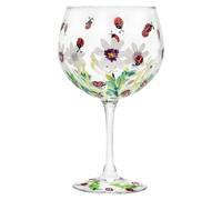 Widdle Gifts Hand Painted Balloon Gin Glass Beatiful Floral Design from Lynsey Johnstone Range and Comes in a Matching Gift Box (Ladybirds 7009)