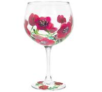 Widdle Gifts Hand Painted Balloon Gin Glass Beatiful Floral Design from Lynsey Johnstone Range and Comes in a Matching Gift Box (Poppy 7023)