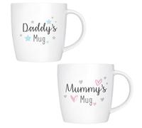 Hugs and Kisses Gift Boxed 'New Parent' Bone China 12oz Mummy's Daddy's Mug Set Mum Dad Gift Baby Shower