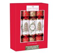 Widdle Gifts Large Christmas Crackers Family 10 Pack 36cm - Holly Tree and Wreath 5741, Silver Sparkle
